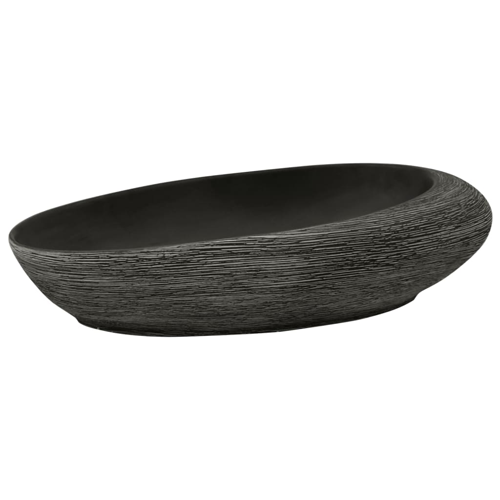 Lavabo da appoggio Vidaxx ovale 59x40x14 cm in ceramica grigia e nera