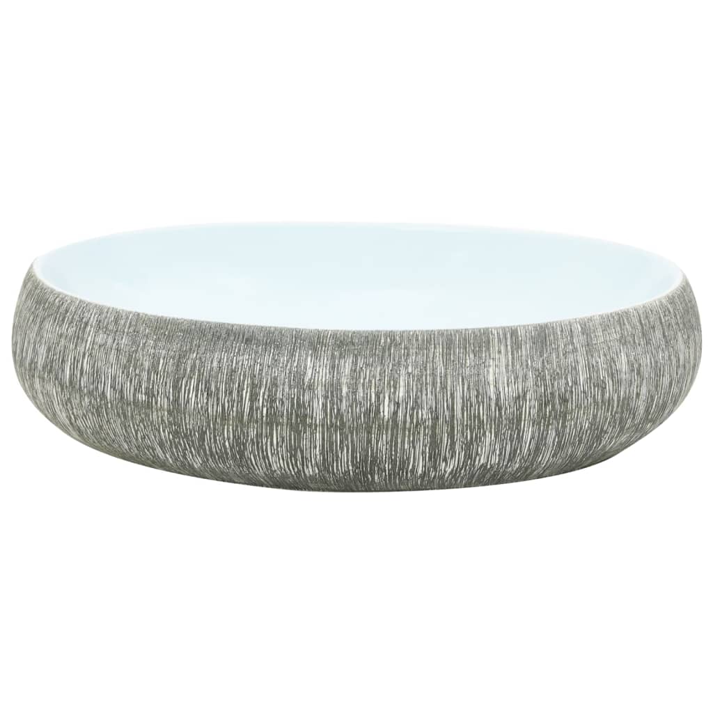 Vidaxl Stracture Wasker Ovaal 59x40x15 cm Grigio ceramico e blu in ceramica