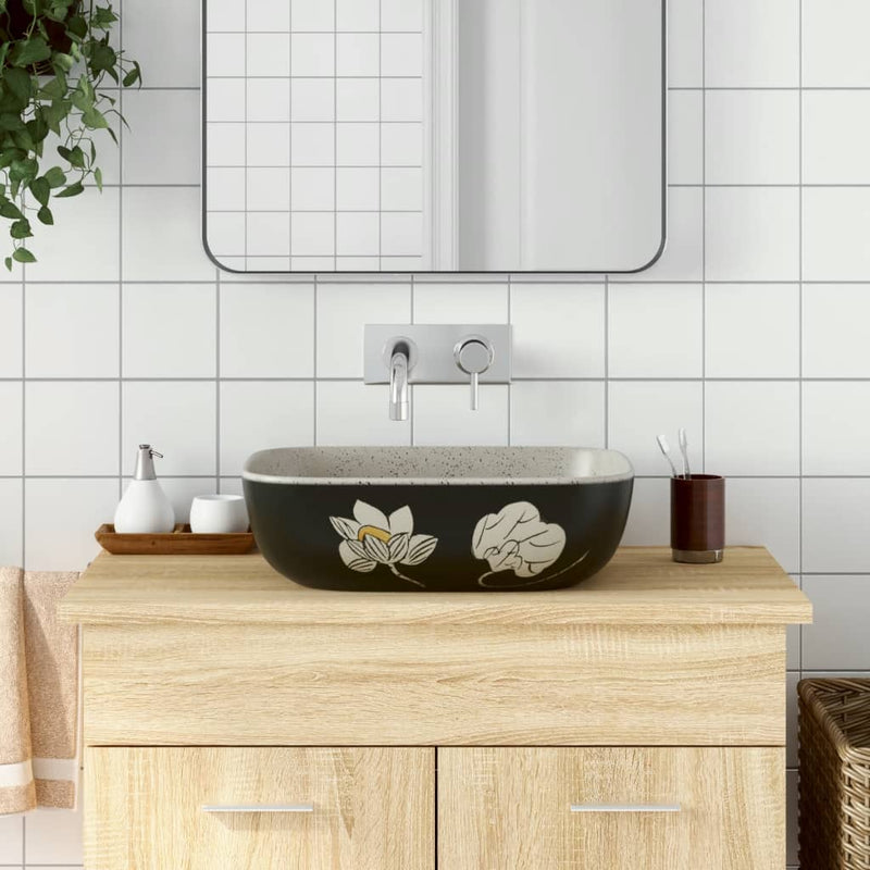 Vidaxl Stracht Wasbok Regant 48x37.5x13.5 cm Grigio ceramico e nero