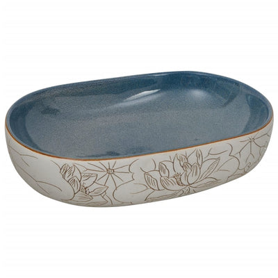 Vidaxl Straction Wash Ban Ovaal 59x40x14 cm sabbia ceramica -colorata e blu