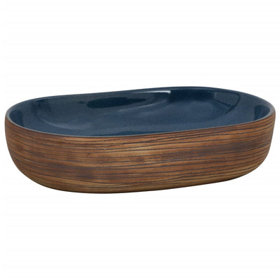 Vidaxl Straction Wasker Ovaal 59x40x14 cm Ceramica marrone e blu