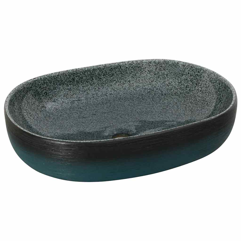Vidaxl Straction Wasker Ovaal 59x40x14 cm Turquoise in ceramica