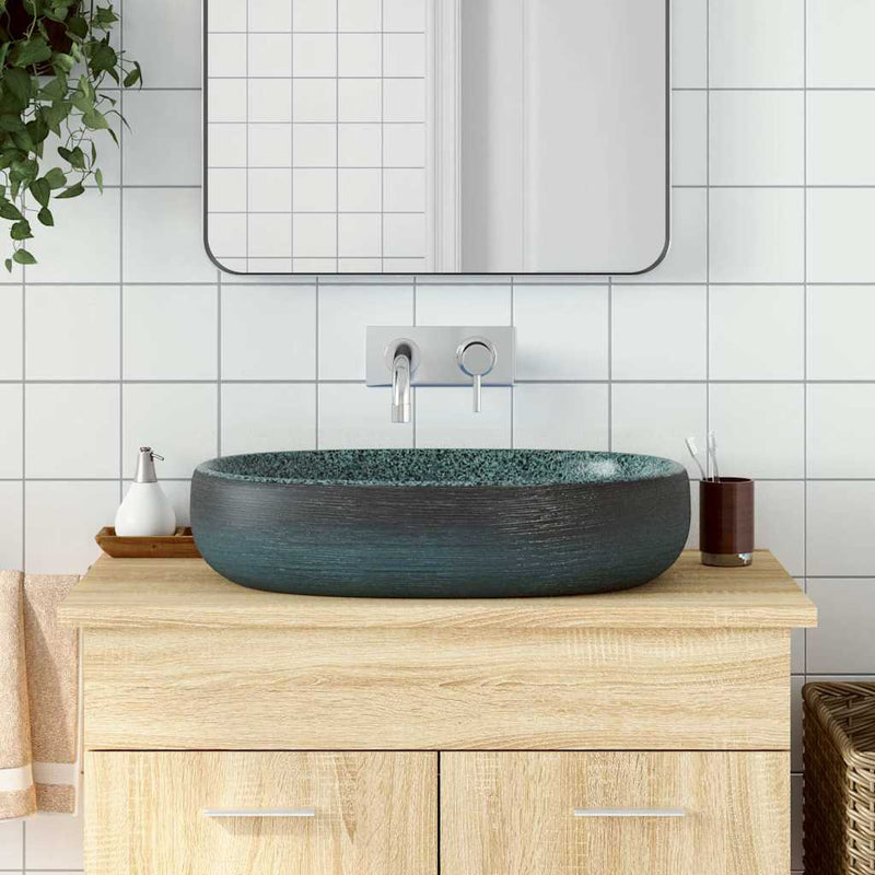 Vidaxl Straction Wasker Ovaal 59x40x14 cm Turquoise in ceramica