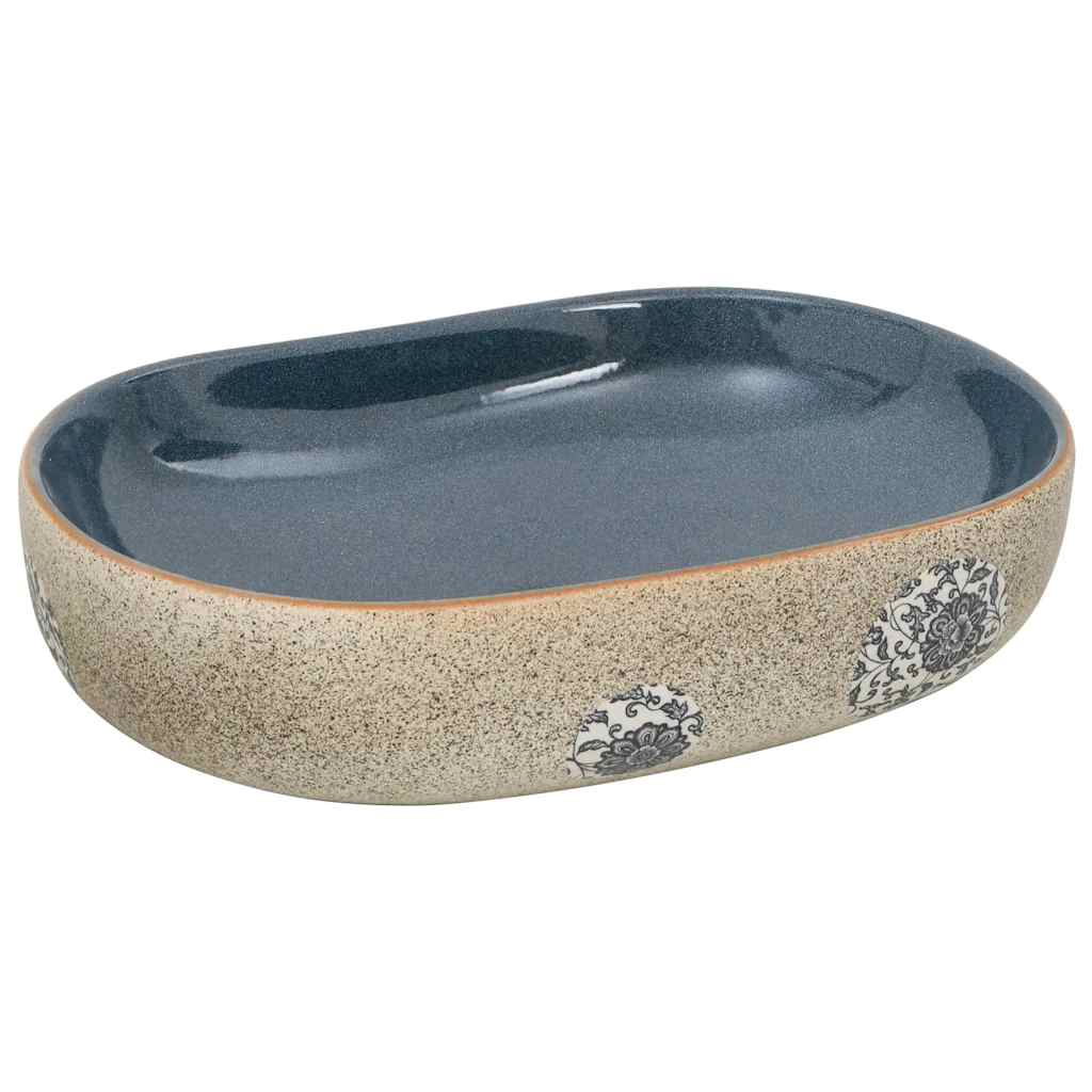 Vidaxl Straction Wash Ban Ovaal 59x40x14 cm sabbia ceramica -colorata e blu