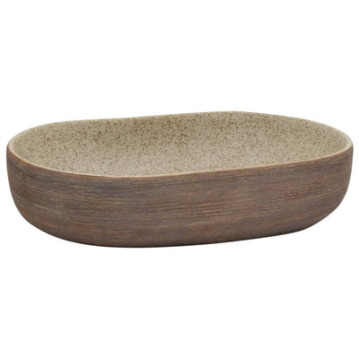 Vidaxl Straction Wash Ban Ovaal 59x40x14 cm sabbia ceramica e marrone