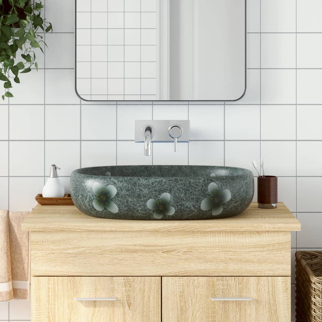 Vidaxl Straction Wondher Ovaal 59x40x14 cm Blu ceramica