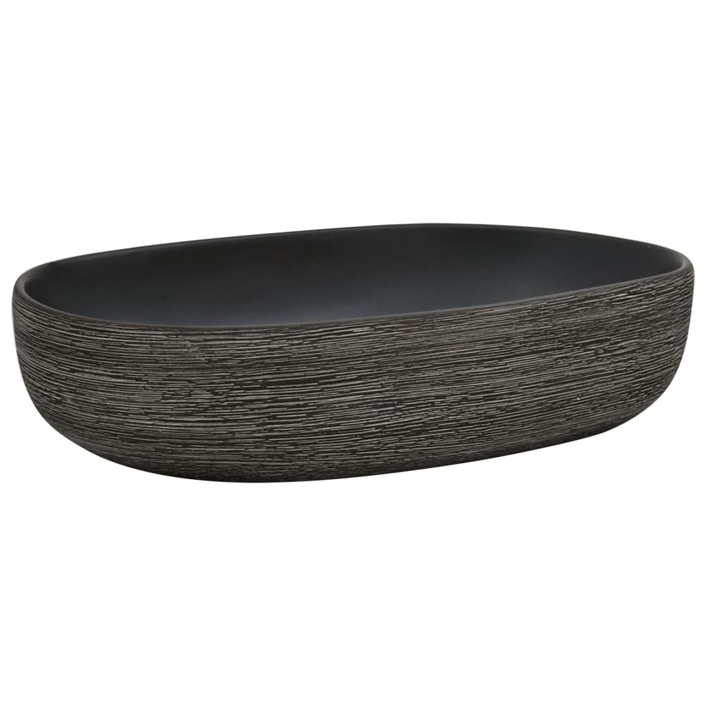 Lavabo da appoggio Vidaxx ovale 59x40x14 cm in ceramica grigia e nera