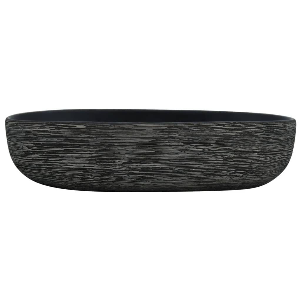Lavabo da appoggio Vidaxx ovale 59x40x14 cm in ceramica grigia e nera