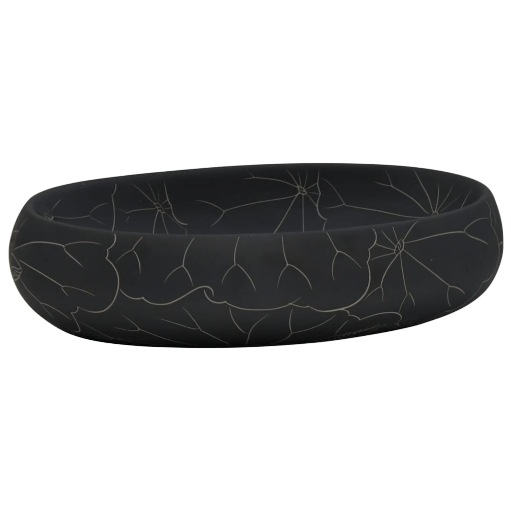 Vidaxl Stracture Wasker Ovaal 59x40x15 cm ceramico nero