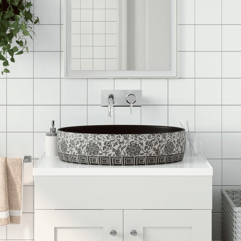 Vidaxl Stracture Wasker Ovaal 56.5x36.5x13.5 cm ceramico nero e blu