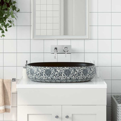 Vidaxl Straction Wasker Ovaal 59x40x14 cm ceramico nero e blu