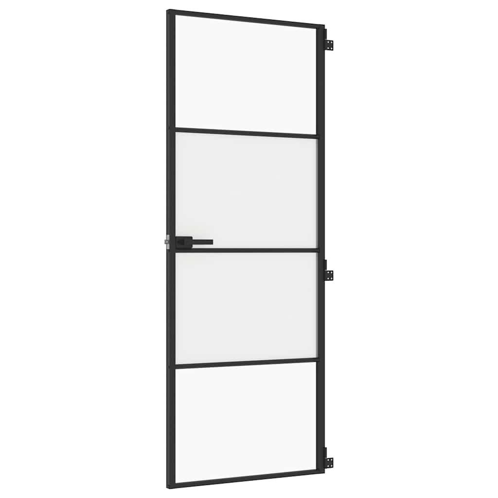 Porta interna vidaxl stretta 76x201,5 cm vetro indurito e nero in alluminio