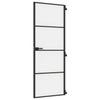 Vidaxl puerta interior estrecha 76x201.5 cm de vidrio endurecido y negro de aluminio
