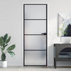 Vidaxl puerta interior estrecha 76x201.5 cm de vidrio endurecido y negro de aluminio