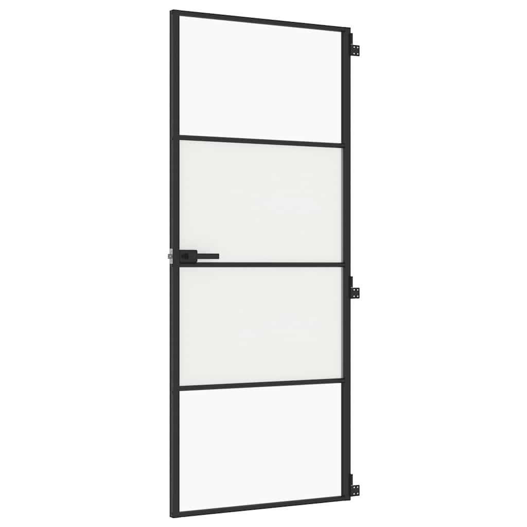 Vidaxl Porta interna stretta 83x201,5 cm in vetro indurito e nero in alluminio