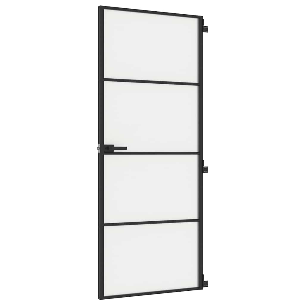 Vidaxl Porta interna stretta 83x201,5 cm in vetro indurito e nero in alluminio