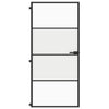 Vidaxl Porta interna stretta 93x201,5 cm in vetro indurito e nero in alluminio