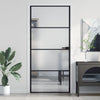 Vidaxl Porta interna stretta 93x201,5 cm in vetro indurito e nero in alluminio