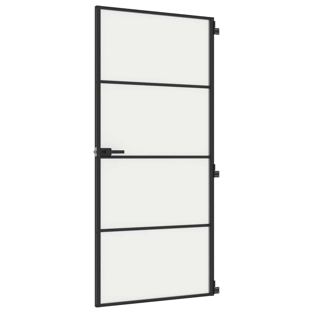 Vidaxl Porta interna stretta 93x201,5 cm in vetro indurito e nero in alluminio