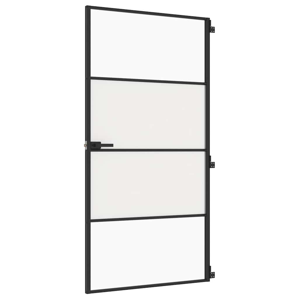 Porta interna vidaxl stretta 102.5x201,5 cm vetro indurito e nero in alluminio