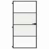 Porta interna vidaxl stretta 102.5x201,5 cm vetro indurito e nero in alluminio