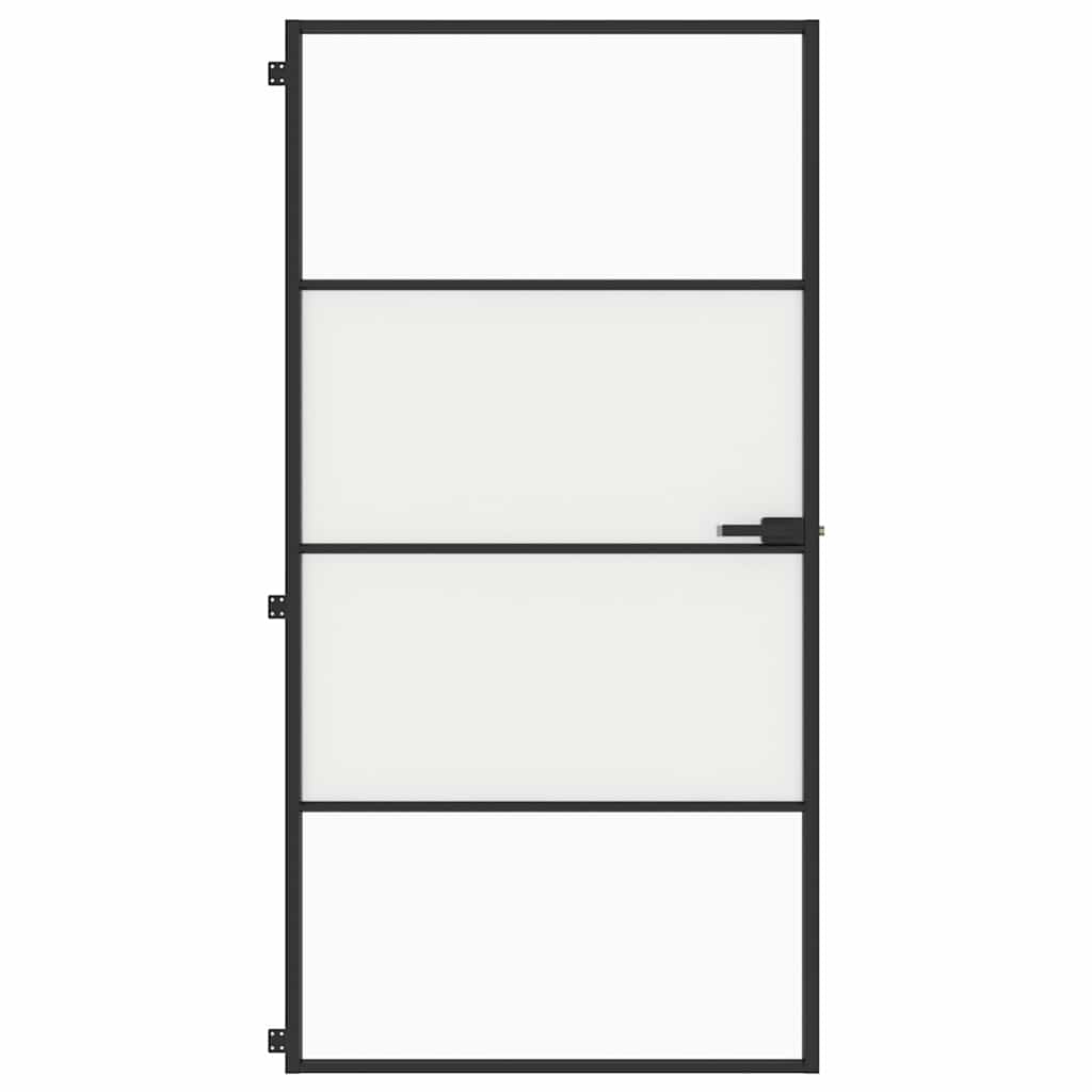 Porta interna vidaxl stretta 102.5x201,5 cm vetro indurito e nero in alluminio