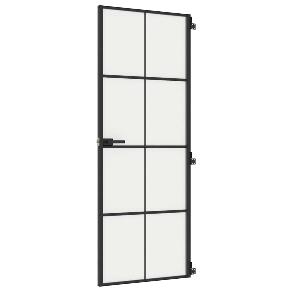 Porta interna Vidaxx stretta 76x201,5 cm vetro temperato e alluminio nero