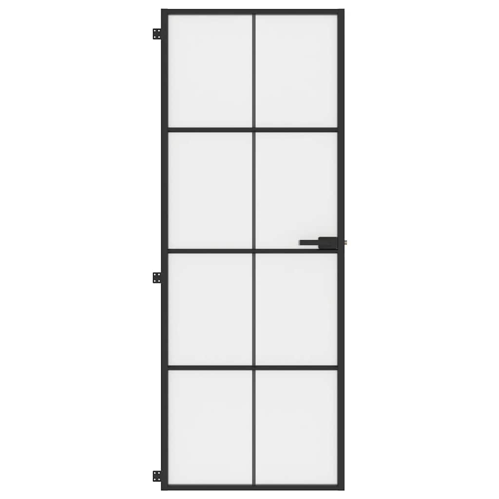 Porta interna Vidaxx stretta 76x201,5 cm vetro temperato e alluminio nero