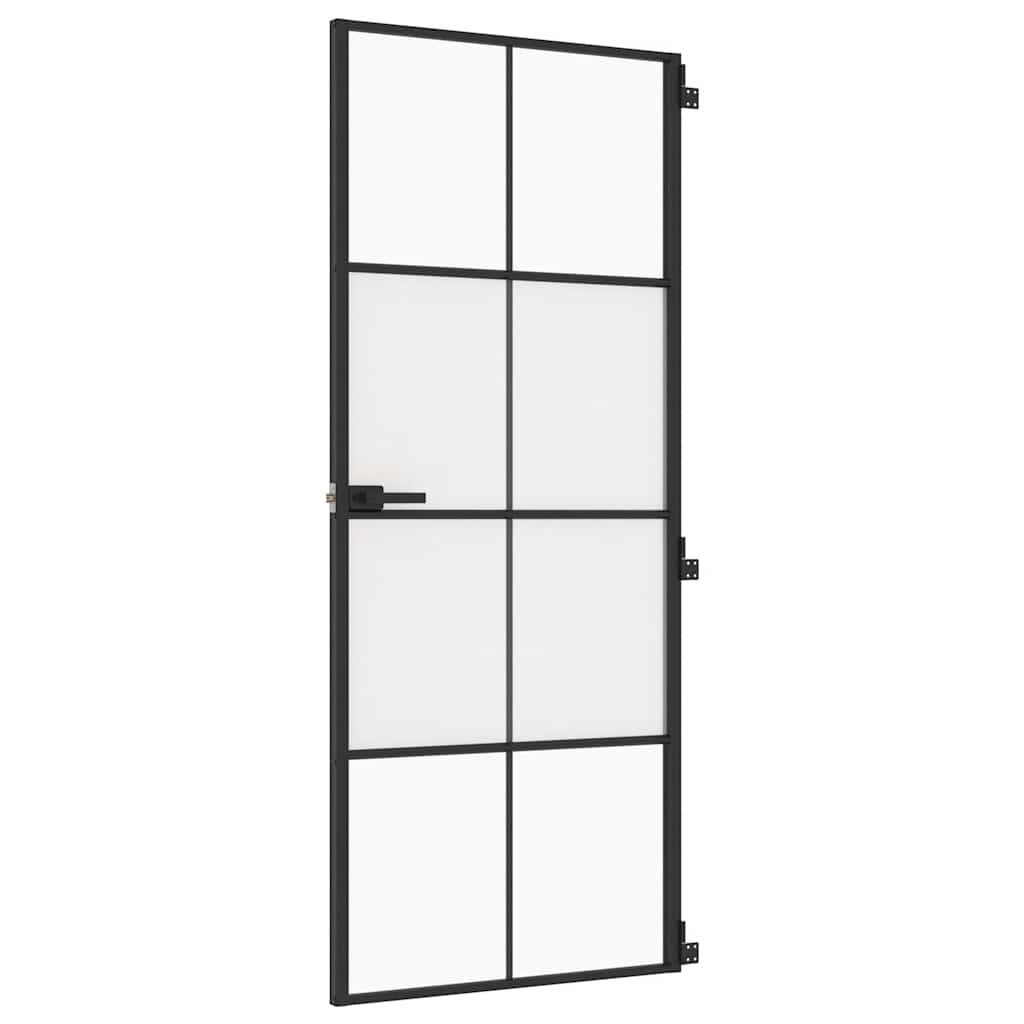Vidaxl Porta interna stretta 83x201,5 cm in vetro indurito e nero in alluminio