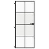 Vidaxl Porta interna stretta 83x201,5 cm in vetro indurito e nero in alluminio