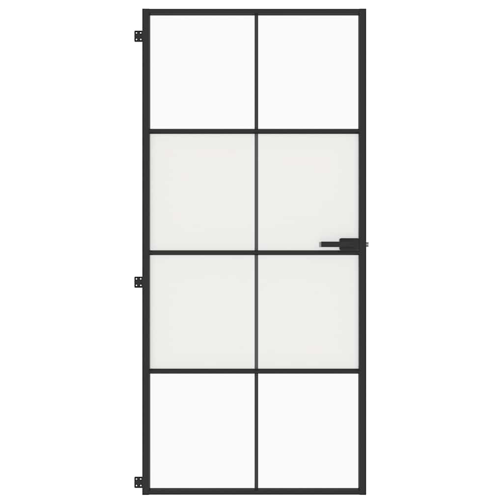 Vidaxl Porta interna stretta 93x201,5 cm in vetro indurito e nero in alluminio