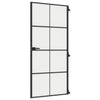 Vidaxl puerta interior estrecha 93x201.5 cm de vidrio endurecido y negro de aluminio