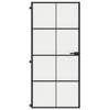 Vidaxl binnendeur smal 93x201,5 cm gehard glas en aluminium zwart