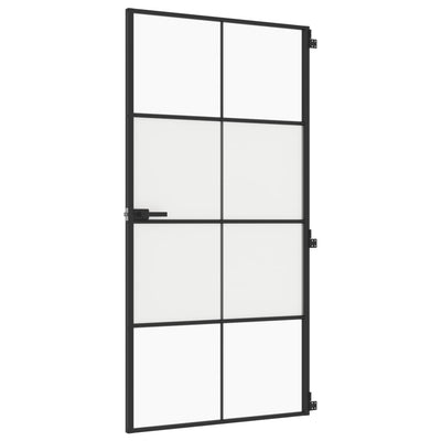 VidaXL Binnendeur smal 102,5x201,5 cm gehard glas en aluminium zwart