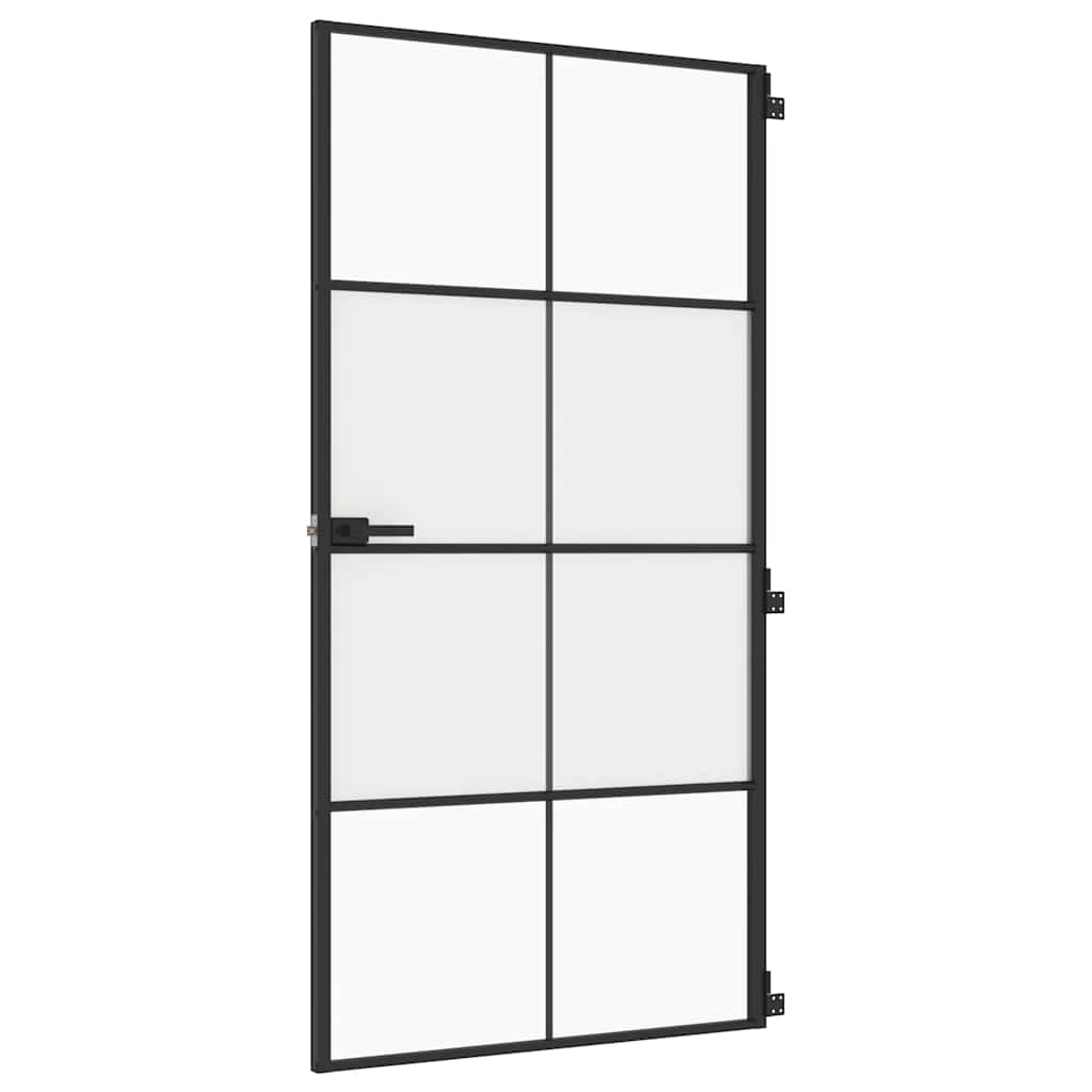 Porta interna Vidaxx stretta 102,5x201,5 cm vetro temperato e alluminio nero