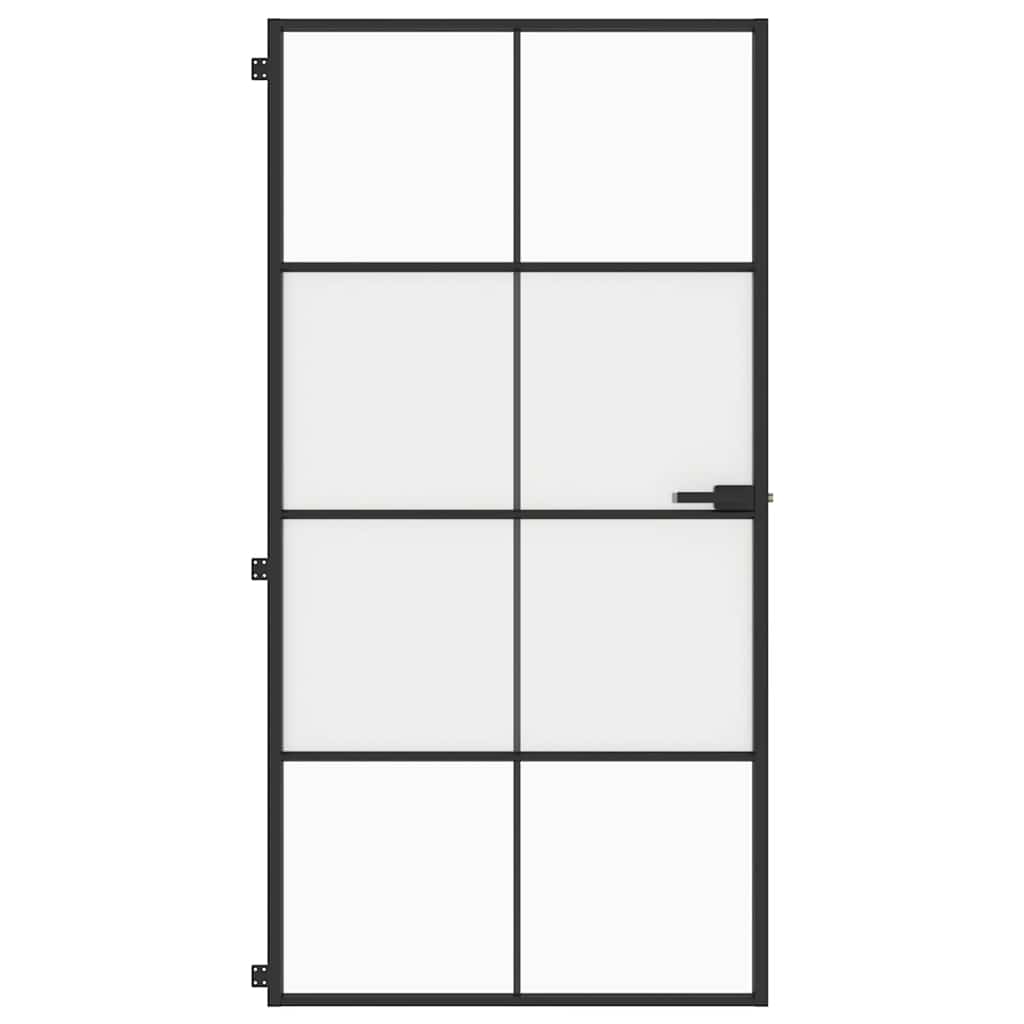 Porta interna Vidaxx stretta 102,5x201,5 cm vetro temperato e alluminio nero