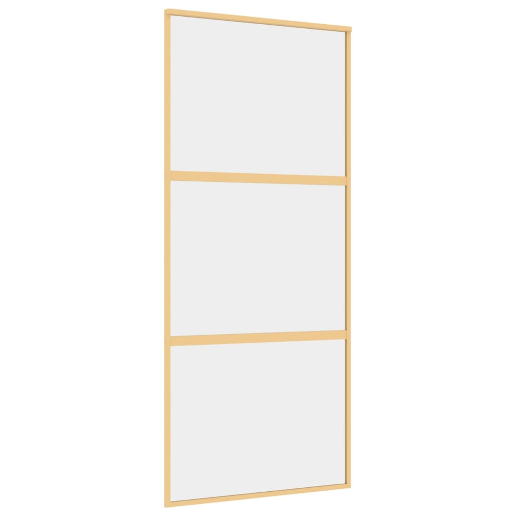 Puerta corredera Vidaxl 90x205 cm de vidrio ESG transparente y color de oro de aluminio