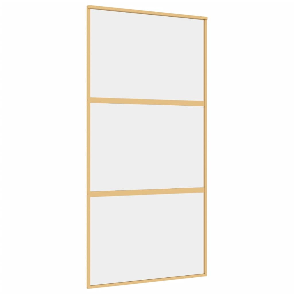 Puerta corredera Vidaxl 102.5x205 cm de vidrio ESG transparente y color de oro de aluminio