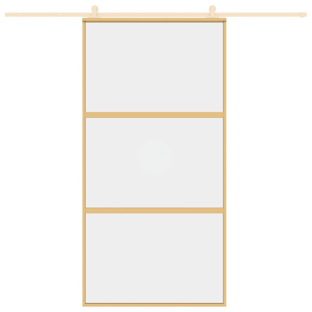 Puerta corredera Vidaxl 102.5x205 cm de vidrio ESG transparente y color de oro de aluminio