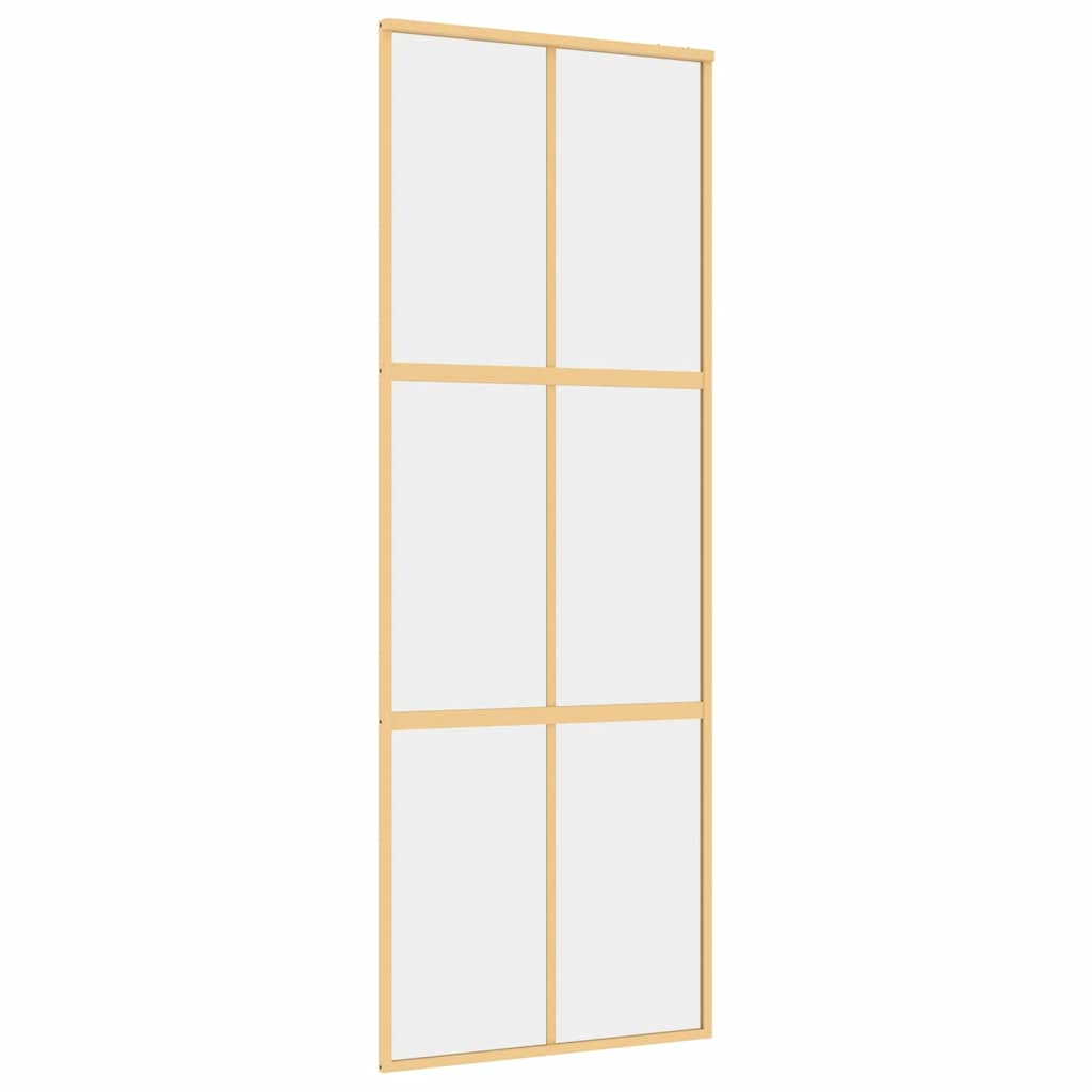 Vidaxl schuifdeur 76x205 cm helder esg-glas en aluminium goudkleurig