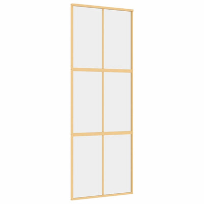 Puerta corredera Vidaxl 76x205 cm de vidrio ESG transparente y color de oro de aluminio