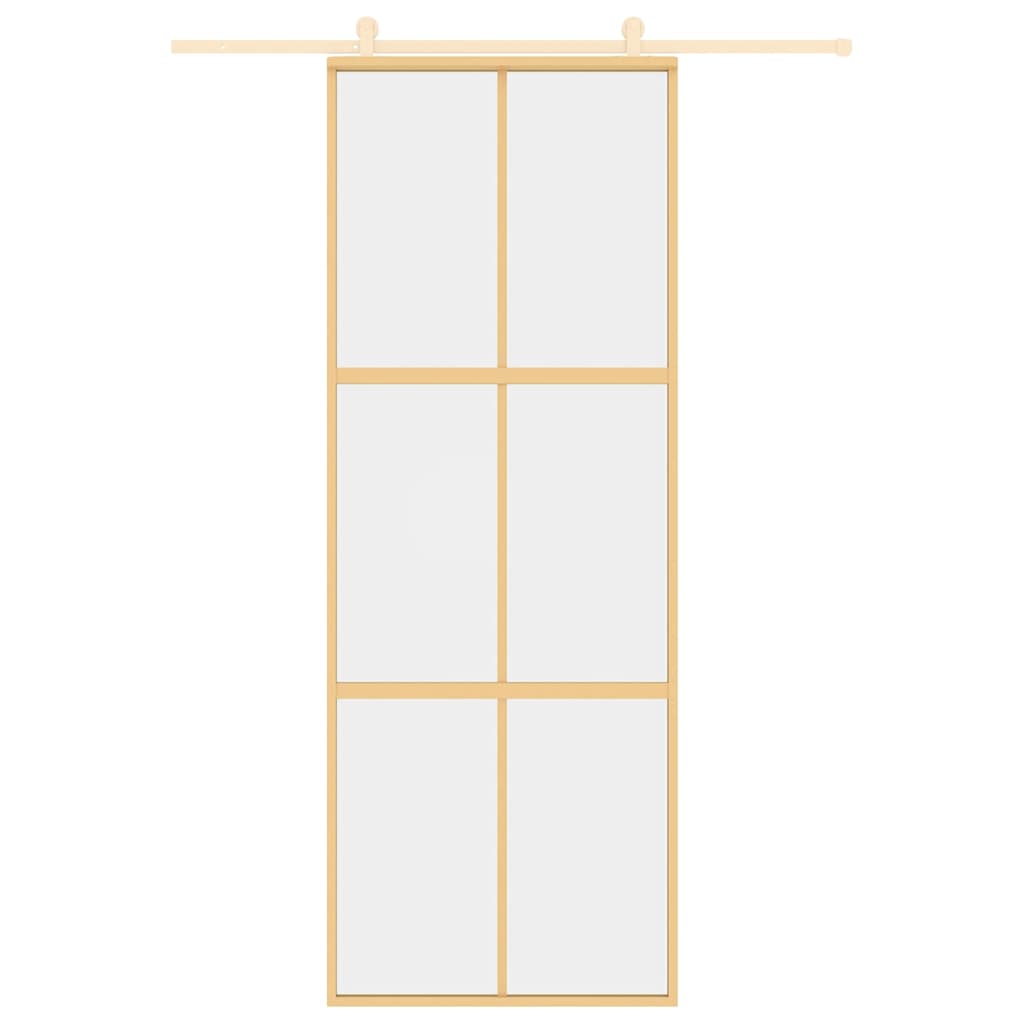 Vidaxl schuifdeur 76x205 cm helder esg-glas en aluminium goudkleurig