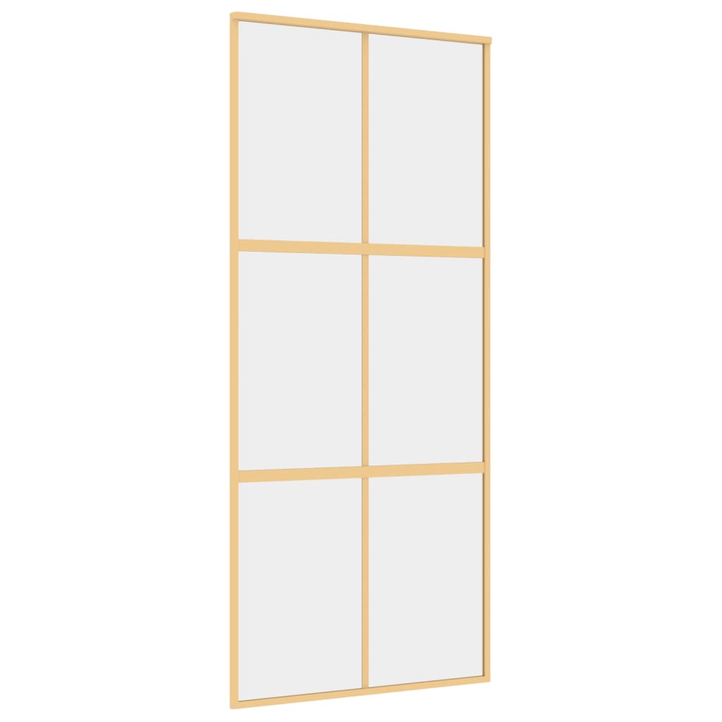 Puerta corredera Vidaxl 90x205 cm de vidrio ESG transparente y color de oro de aluminio