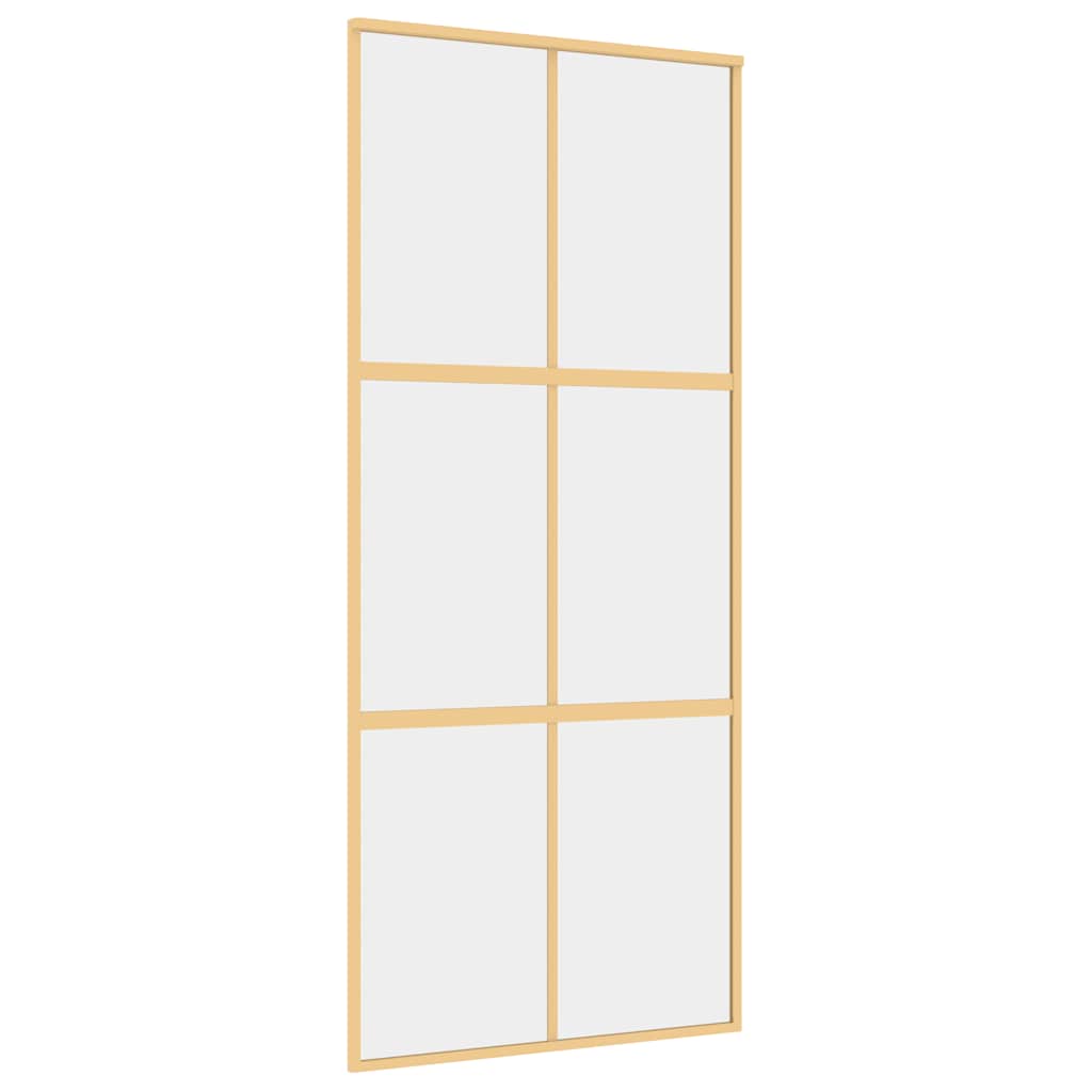 Porta scorrevole Vidaxl 90x205 cm Clear ESG Glass e in oro in alluminio