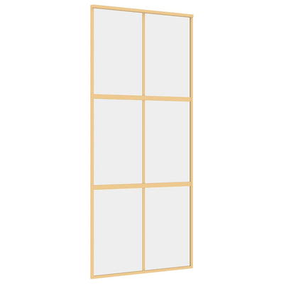 Puerta corredera Vidaxl 90x205 cm de vidrio ESG transparente y color de oro de aluminio