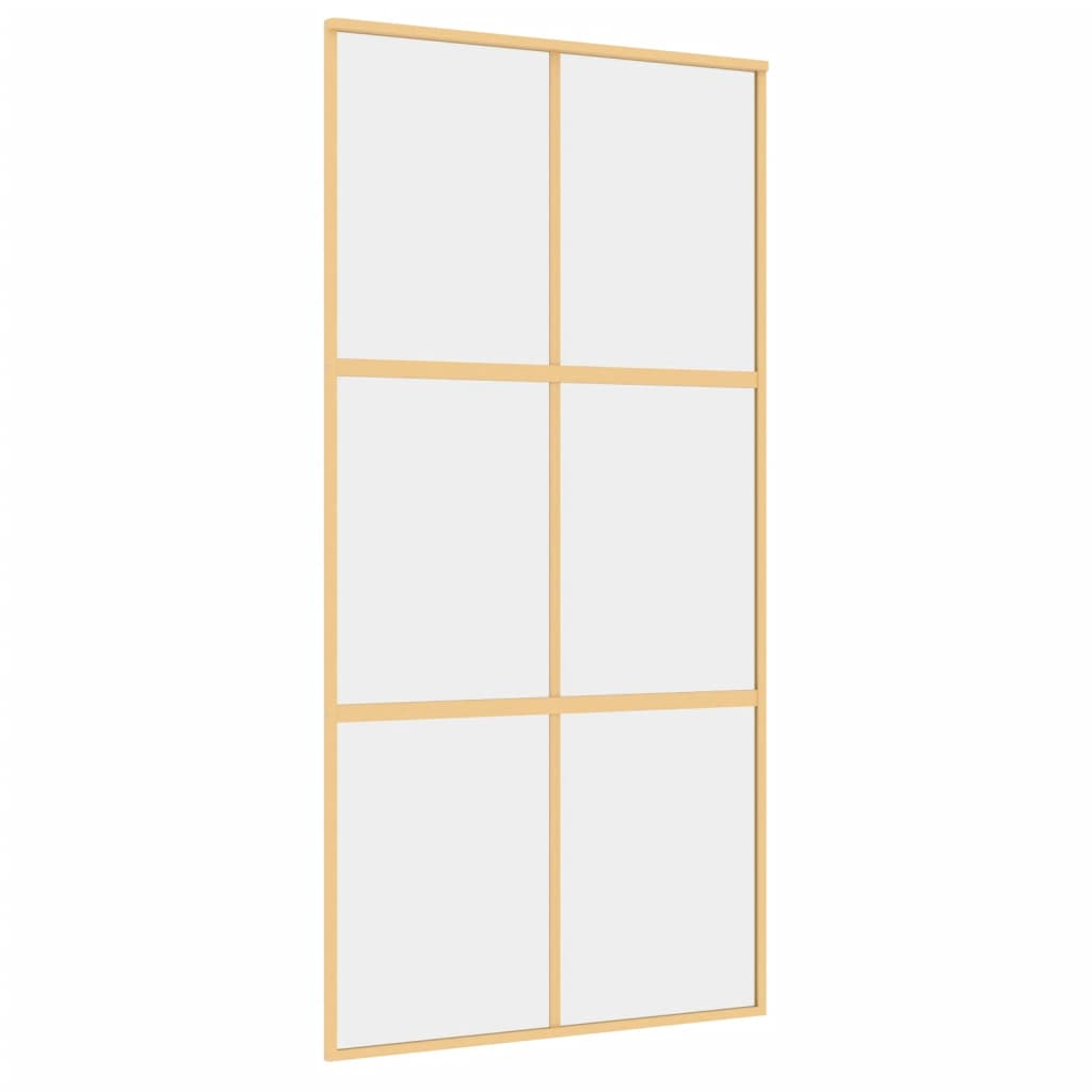 Puerta corredera Vidaxl 102.5x205 cm de vidrio ESG transparente y color de oro de aluminio