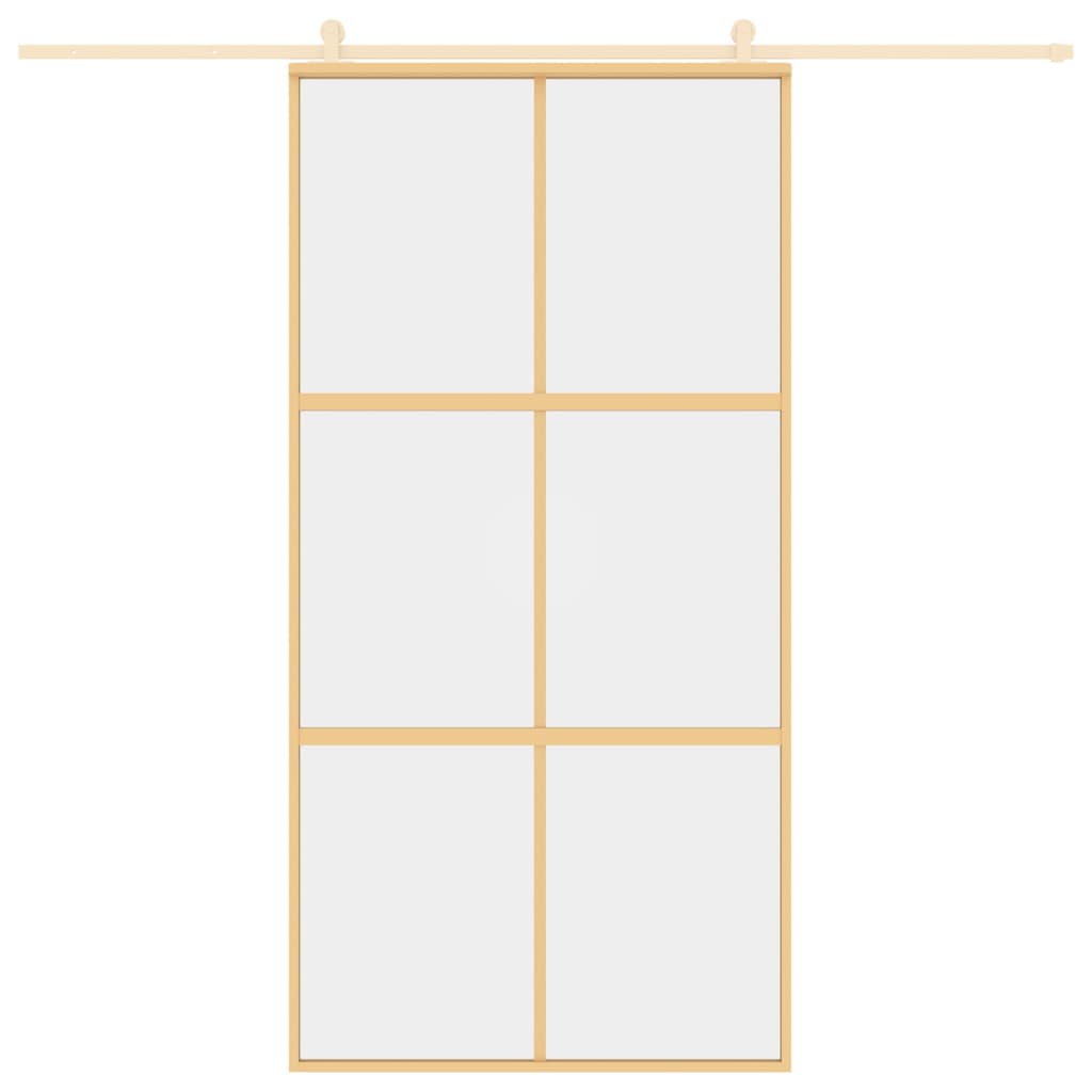 Puerta corredera Vidaxl 102.5x205 cm de vidrio ESG transparente y color de oro de aluminio