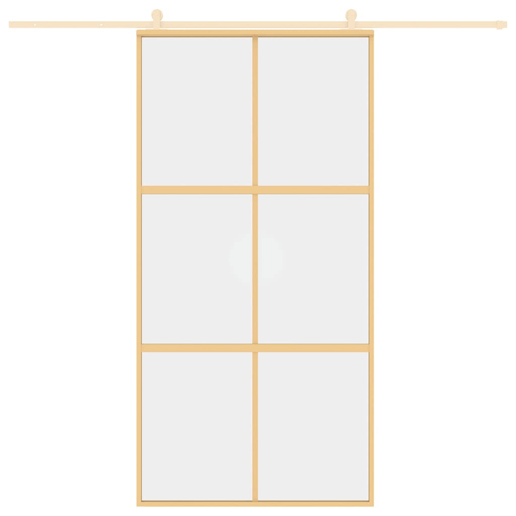Vidaxl schuifdeur 102,5x205 cm helder esg-glas en aluminium goudkleur