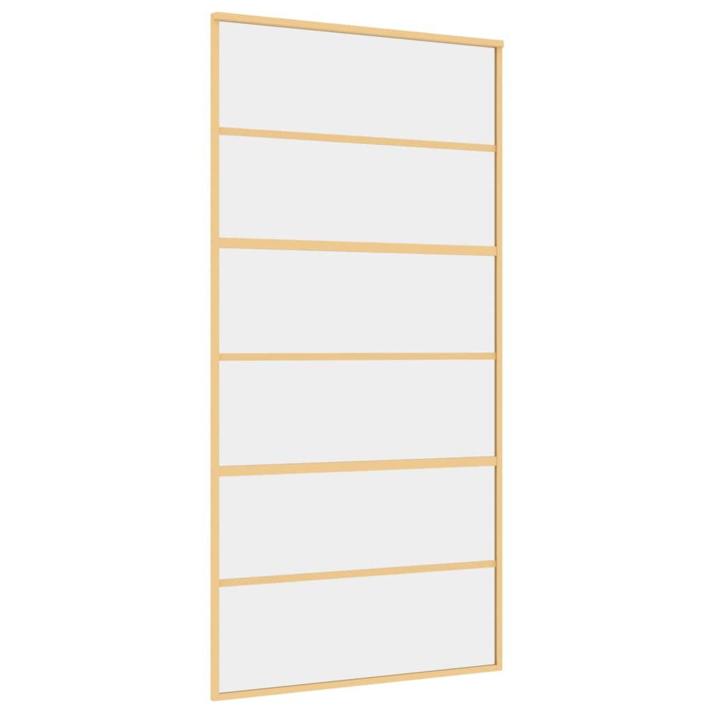 Puerta corredera Vidaxl 102.5x205 cm de vidrio ESG transparente y color de oro de aluminio