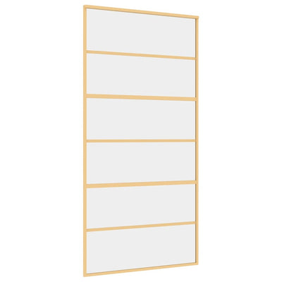 Puerta corredera Vidaxl 102.5x205 cm de vidrio ESG transparente y color de oro de aluminio